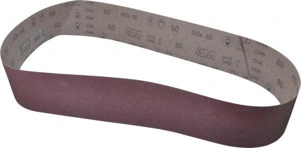 3M - 4" Wide x 60" OAL, 60 Grit, Aluminum Oxide Abrasive Belt - Aluminum Oxide, Medium, Coated, X Weighted Cloth Backing, Series 341D - Industrial Tool & Supply