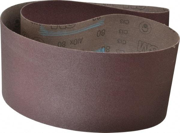 3M - 6" Wide x 60" OAL, 80 Grit, Aluminum Oxide Abrasive Belt - Aluminum Oxide, Medium, Coated, X Weighted Cloth Backing, Series 341D - Industrial Tool & Supply