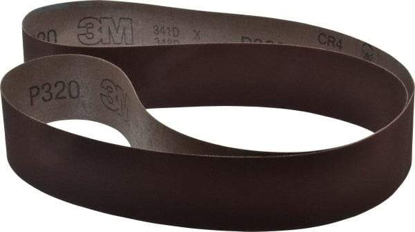 3M - 2" Wide x 60" OAL, 320 Grit, Aluminum Oxide Abrasive Belt - Aluminum Oxide, Extra Fine, Coated, X Weighted Cloth Backing, Series 341D - Industrial Tool & Supply