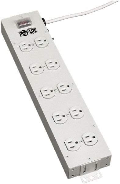 Tripp-Lite - 10 Outlets, 120 VAC15 Amps, 15' Cord, Power Outlet Strip - Keyhole, Tab Mount, 5-15 NEMA Configuration, 17-1/2" Strip - Industrial Tool & Supply