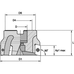 Kennametal - 4 Inserts, 40mm Cut Diam, Indexable Square-Shoulder Face Mill - 0° Lead Angle, 40mm High - Industrial Tool & Supply