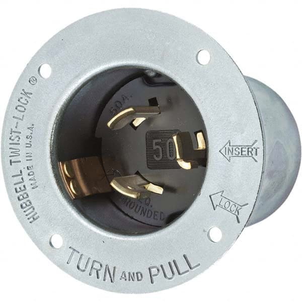 Hubbell Wiring Device-Kellems - 600 VAC 250 VDC 50A NonNEMA Industrial Twist Lock Inlet - Industrial Tool & Supply