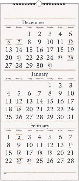 AT-A-GLANCE - 7 Sheet, 12 x 27", Wall Calendar - White - Industrial Tool & Supply