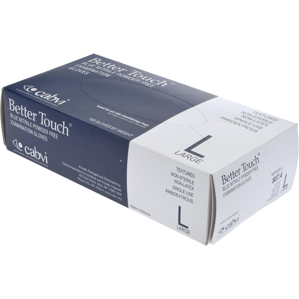 Disposable Gloves: Size Large, 4 mil, Nitrile Blue, 9″ Length