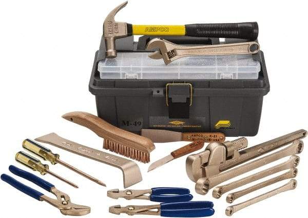 Ampco - 16 Piece Nonsparking Tool Set - Comes in Tool Box - Industrial Tool & Supply