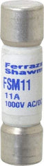 Ferraz Shawmut - 1,000 VAC/VDC, 11 Amp, Fast-Acting Multimeter Fuse - 38mm OAL, 20 at AC/DC kA Rating, 10.3mm Diam - Industrial Tool & Supply