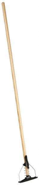 PRO-SOURCE - 54" Wood Spring Clamp Jaw Mop Handle - Metal Connector, Use with Wet Mops - Industrial Tool & Supply
