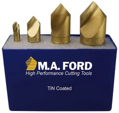 M.A. Ford - 4 Piece, 1/4 to 1" Head Diam, 60° Included Angle, Single End Countersink Set - Industrial Tool & Supply