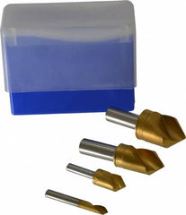 M.A. Ford - 4 Piece, 1/4 to 1" Head Diam, 82° Included Angle, Single End Countersink Set - Industrial Tool & Supply