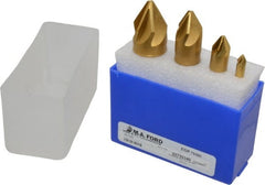 M.A. Ford - 4 Piece, 1/4 to 1" Head Diam, 60° Included Angle, Single End Countersink Set - Industrial Tool & Supply