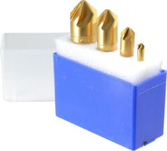 M.A. Ford - 4 Piece, 1/4 to 1" Head Diam, 90° Included Angle, Single End Countersink Set - Industrial Tool & Supply