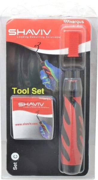 Shaviv - 4 Piece, High Speed Steel Blade, Back Hole Chamfer, Hand Deburring Tool Set - C Blade Holder, For Flat Surface, Hole Edge, Hole Inner Surface, Straight Edge - Industrial Tool & Supply
