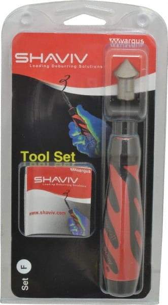 Shaviv - 3 Piece, High Speed Steel Blade, Hand Deburring Tool Set - F Blade Holder, For Hole Edge - Industrial Tool & Supply