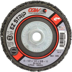 Camel Grinding Wheels - 4-1/2" Coarse Grade Silicon Carbide Deburring Disc - 5/8-11 Threaded Center Hole, Arbor Connection, Black, 11,000 Max RPM - Industrial Tool & Supply