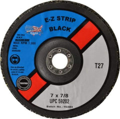 Camel Grinding Wheels - 7" Very Coarse Grade Silicon Carbide Deburring Disc - 7/8" Center Hole, Arbor Connection, Black, 7,000 Max RPM - Industrial Tool & Supply