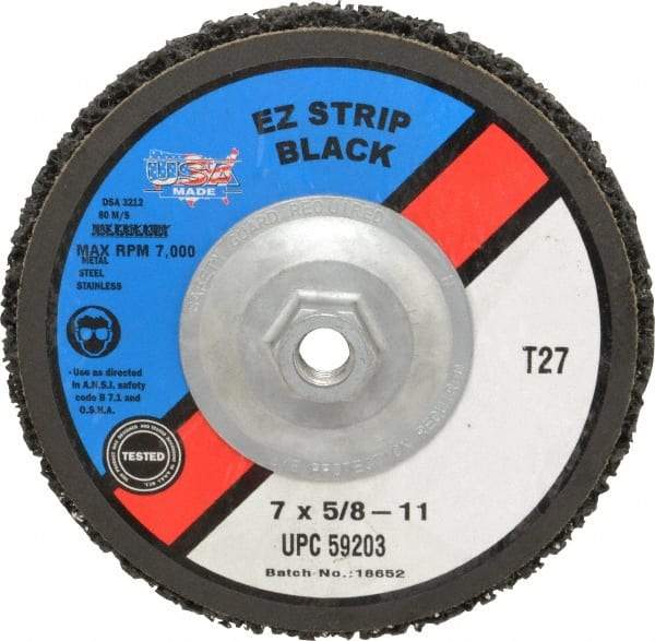 Camel Grinding Wheels - 7" Very Coarse Grade Silicon Carbide Deburring Disc - 5/8-11 Threaded Center Hole, Arbor Connection, Black, 7,000 Max RPM - Industrial Tool & Supply
