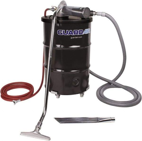 Guardair - 55 Gal Steel Tank, Air Powered Pneumatic Canister Wet/Dry Vacuum - 10 Peak hp, 20' Hose Fitting, Cartridge Filter, Accessories Included - Industrial Tool & Supply