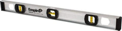 Empire Level - 24" Long 3 Vial I-Beam Level - Aluminum, Silver, 1 Level & 2 Plumb Vials - Industrial Tool & Supply