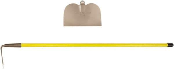 Ampco - 5-7/8" High x 10" Wide Square Aluminum Bronze Hoe - 55" Long Fiberglass Straight Handle, No Step - Industrial Tool & Supply