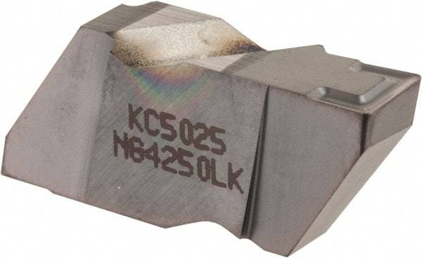 Kennametal - 4250NG K Grade KC5025, 6.35mm Cutting Width Carbide Grooving Insert - 6.35mm Max Depth of Cut, Left Hand, 0.57mm Corner Radius, TiAlN Finish - Industrial Tool & Supply