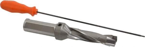 Kennametal - 26.59 to 27.09mm Diam, 3xD, 84.07mm Max Depth, 1-1/4" Shank Diam, 117.09mm Flute, 222.25mm OAL, Replaceable Tip Drill - KSEM1047 Insert, 6 Seat Size, Series KSEM - Industrial Tool & Supply