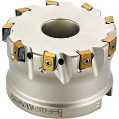 Iscar - 4 Inserts, 1-1/2" Cut Diam, 3/4" Arbor Diam, 0.315" Max Depth of Cut, Indexable Square-Shoulder Face Mill - 0/90° Lead Angle, 1.57" High, T490 LN.T 0804 Insert Compatibility, Through Coolant, Series Helitang - Industrial Tool & Supply