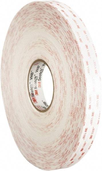 3M - 2" x 36 Yd Acrylic Adhesive Double Sided Tape - 45 mil Thick, White, Foam Liner - Industrial Tool & Supply