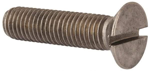 Value Collection - M12x1.75 Metric Coarse, 50mm OAL Slotted Drive Machine Screw - Flat Head, Grade 316 & A4 Stainless Steel, Uncoated, Without Washer - Industrial Tool & Supply