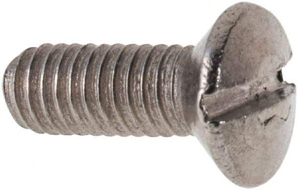 Value Collection - M3x0.50 Metric Coarse, 8mm OAL Slotted Drive Machine Screw - Oval Head, Grade 316 & A4 Stainless Steel, Uncoated, Without Washer - Industrial Tool & Supply