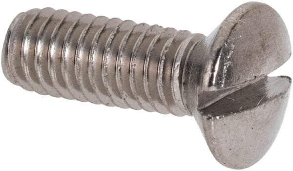Value Collection - M4x0.70 Metric Coarse, 12mm OAL Slotted Drive Machine Screw - Oval Head, Grade 316 & A4 Stainless Steel, Uncoated, Without Washer - Industrial Tool & Supply