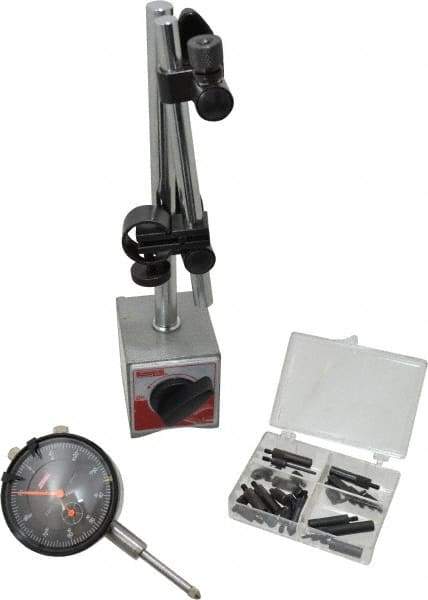 SPI - 0.001" Graduation, 0-100 Dial Reading, Dial Indicator & Base Kit - 63mm Base Length x 50mm Base Width x 55mm Base Height, 2" Dial Diam - Industrial Tool & Supply