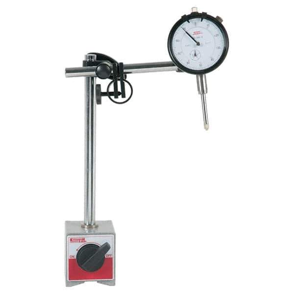 SPI - 0.001" Graduation, 0-100 Dial Reading, Dial Indicator & Base Kit - 63mm Base Length x 50mm Base Width x 55mm Base Height, 2-1/4" Dial Diam - Industrial Tool & Supply