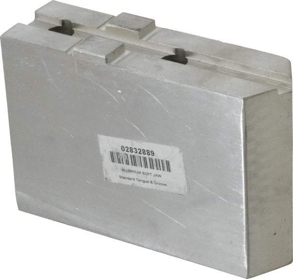 H & R Manufacturing - 12" Chuck Capacity, Tongue & Groove Attachment, Square Soft Lathe Chuck Jaw - Aluminum, 2-1/2" Btw Mount Hole Ctrs, 5-3/4" Long x 1-3/4" Wide x 3-7/8" High, 1/2" Groove - Industrial Tool & Supply