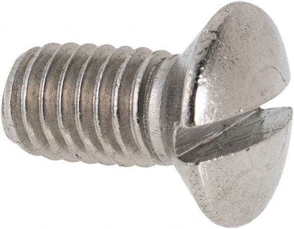 Value Collection - M6x1.00 Metric Coarse, 12mm OAL Slotted Drive Machine Screw - Oval Head, Grade 316 & A4 Stainless Steel, Uncoated, Without Washer - Industrial Tool & Supply