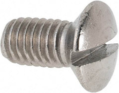 Value Collection - M6x1.00 Metric Coarse, 12mm OAL Slotted Drive Machine Screw - Oval Head, Grade 316 & A4 Stainless Steel, Uncoated, Without Washer - Industrial Tool & Supply