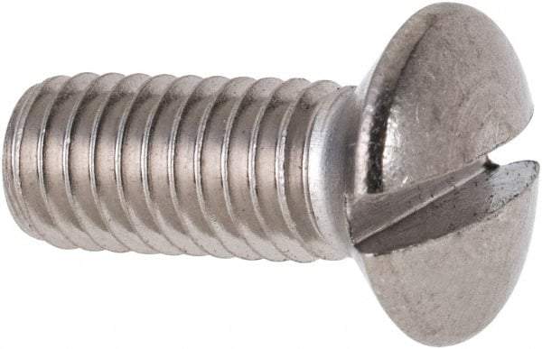 Value Collection - M6x1.00 Metric Coarse, 16mm OAL Slotted Drive Machine Screw - Oval Head, Grade 316 & A4 Stainless Steel, Uncoated, Without Washer - Industrial Tool & Supply