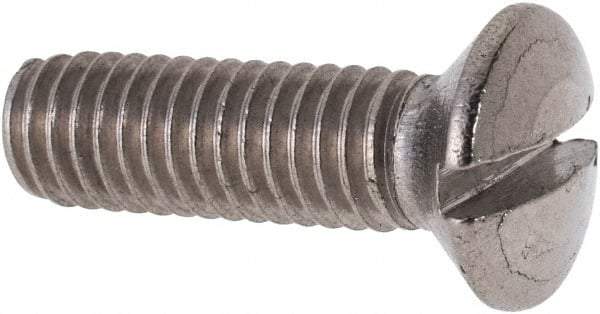 Value Collection - M6x1.00 Metric Coarse, 20mm OAL Slotted Drive Machine Screw - Oval Head, Grade 316 & A4 Stainless Steel, Uncoated, Without Washer - Industrial Tool & Supply