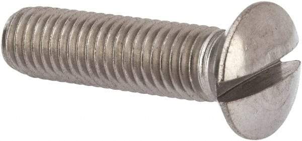 Value Collection - M10x1.50 Metric Coarse, 40mm OAL Slotted Drive Machine Screw - Oval Head, Grade 316 & A4 Stainless Steel, Uncoated, Without Washer - Industrial Tool & Supply