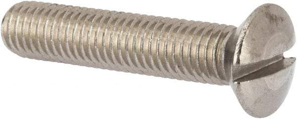 Value Collection - M10x1.50 Metric Coarse, 50mm OAL Slotted Drive Machine Screw - Oval Head, Grade 316 & A4 Stainless Steel, Uncoated, Without Washer - Industrial Tool & Supply
