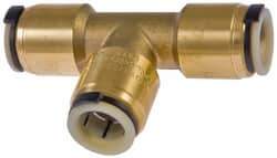 Watts - 1" Outside Diam, Lead Free Brass Push-to-Connect Tube Union Tee - 250 Max psi, Tube to Tube Connection, EPDM O-Ring, Lead-Free - Industrial Tool & Supply