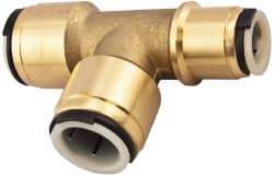 Watts - 3/4 x 1/2 x 3/4" Outside Diam, Lead Free Brass Push-to-Connect Tube Union Tee - 250 Max psi, Tube to Tube Connection, EPDM O-Ring, Lead-Free - Industrial Tool & Supply