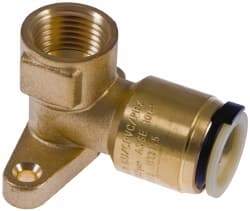 Watts - 1/2" Outside Diam, 1/2 FPT, Lead Free Brass Push-to-Connect Tube Female Drop Ear Elbow - 250 Max psi, Tube to Female NPT Connection, EPDM O-Ring, Lead-Free - Industrial Tool & Supply