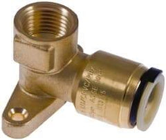 Watts - 1/2" Outside Diam, 1/2 FPT, Lead Free Brass Push-to-Connect Tube Female Drop Ear Elbow - 250 Max psi, Tube to Female NPT Connection, EPDM O-Ring, Lead-Free - Industrial Tool & Supply