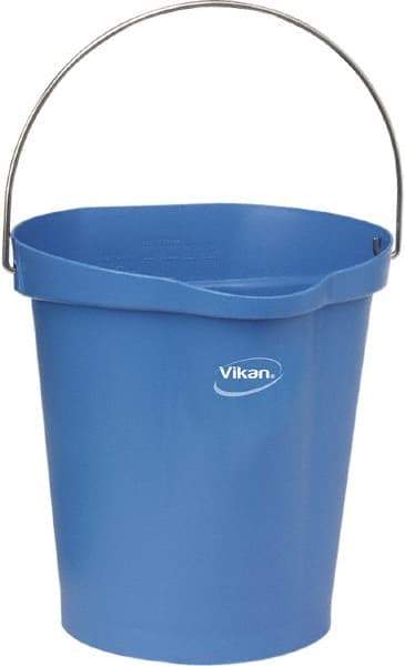Vikan - 3 Gal, Polypropylene Round Blue Single Pail with Pour Spout - Handle Included - Industrial Tool & Supply