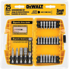 DeWALT - 25 Piece, Screwdriver Bit Set - SQ1, SQ2, SQ3, 1/4" Drive - Industrial Tool & Supply