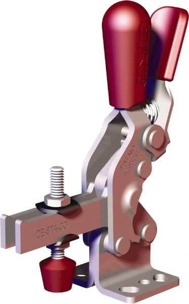 De-Sta-Co - 607 Lb Holding Capacity, Vertical Handle, Manual Hold Down Toggle Clamp - 57° Handle Movement, 75° Bar Opening, U-Bar, Flanged Base, Carbon Steel - Industrial Tool & Supply