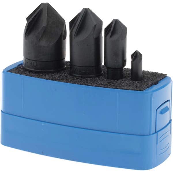 M.A. Ford - 4 Piece, 1/4 to 1" Head Diam, 90° Included Angle, Single End Countersink Set - Industrial Tool & Supply