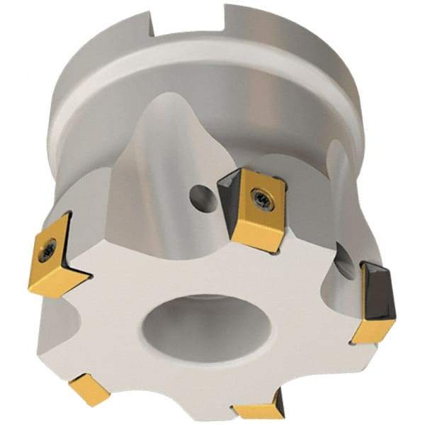 Iscar - 7 Inserts, 50mm Cut Diam, 22mm Arbor Diam, 8mm Max Depth of Cut, Indexable Square-Shoulder Face Mill - 0/90° Lead Angle, 40mm High, T490 LN.T 0804 Insert Compatibility, Through Coolant, Series Helitang - Industrial Tool & Supply
