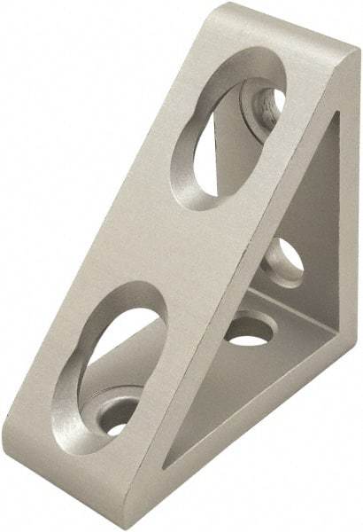 80/20 Inc. - 50mm Wide, Open Shelving 4 Hole Inside Corner Gusset - Aluminum, Clear Anodized Finish, 22mm Long, Use with 25 Series & Bolt Kit 75-3404 - Industrial Tool & Supply