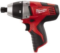 Milwaukee Tool - 12 Volts, Lithium-Ion Battery, 1/4 Inch Keyless Chuck, Pistol Grip Cordless Drill - 250, 750 RPM, 60 Inch/Lbs. Torque, Reversible - Industrial Tool & Supply
